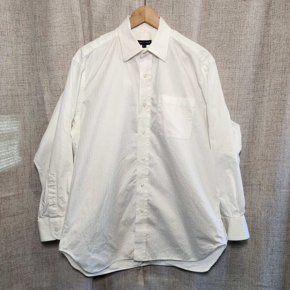 Robert Talbott Button Up Dress Shirt Men's L White Textured‎ Long Sleeve Classic